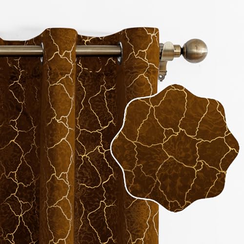 Ystyle Samtvorhang 2er Set 140x145cm, Blickdichte Vorhänge Samt für Schlafzimmer Wohnzimmer mit Ösen, Wunderschön Weich Vorhang Velvet Curtains, Verdunkelnd Samt Gardinen Blickdicht, Karamell von Ystyle