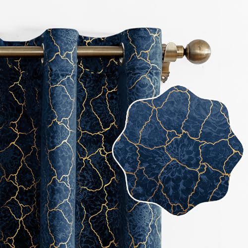 Ystyle Samtvorhang 2er Set 140x145cm, Blickdichte Vorhänge Samt für Schlafzimmer Wohnzimmer mit Ösen, Wunderschön Weich Vorhang Velvet Curtains, Verdunkelnd Samt Gardinen Blickdicht, Marineblau von Ystyle