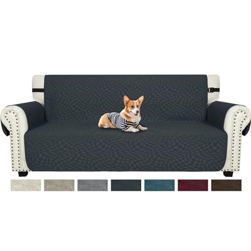 Ystyle Sofa Überzug 3 Sitzer, Sofabezug rutschfest, Couch Überzug Mit Armlehnen, Couch Cover, Sofaschutz Katze/Hunde, Haustier Durable Couchüberzug, Anti-Fleck Couchschoner, Dunkelgrau von Ystyle