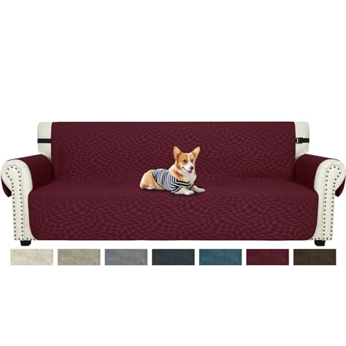 Ystyle Sofa Überzug 4 Sitzer, Sofabezug rutschfest, Couch Überzug Mit Armlehnen, Couch Cover, Sofaschutz Katze/Hunde, Haustier Durable Couchüberzug, Anti-Fleck Couchschoner, Rot von Ystyle