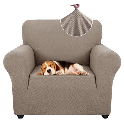 Ystyle Sofa überzug 1 Sitzer Mit Armlehne, Stretch Sofabezug rutschfest, Modern Sofa Cover Für Hunde Haustiere, Atmungsaktiv Couch überzug Mit Elastic Bottom, Sand von Ystyle