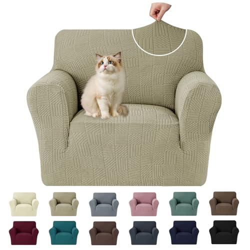 Ystyle Stretch Couchüberzüge 1 Sitzer, Sessel Überzug Antirutsch Mit Armlehne, Universal Sofa Cover, Durable Waschbar Couch Bezug, Kratzfester Sofahusse Für Hunde Katzen Und Haustiere, Khaki Ystyle Stretch Couchüberzüge 1 Sitzer, Sessel Überzug Antirutsch Mit Armlehne, Universal Sofa Cover, Durable Waschbar Couch Bezug, Kratzfester Sofahusse Für Hunde Katzen Und Haustiere, Khaki von Ystyle