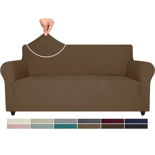 Ystyle Stretch Sofabezug, Sofa Überzug 3 Sitzer, Sofaschoner rutschfest, Elastisch Couch Überzug Mit Armlehnen, Sofa Cover Sofahusse Koltuk Örtüsü Sofaüberwurf Couch Überwurf, Braun von Ystyle