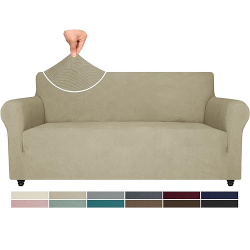 Ystyle Stretch Sofabezug, Sofa Überzug 3 Sitzer, Sofaschoner rutschfest, Elastisch Couch Überzug Mit Armlehnen, Sofa Cover Sofahusse Koltuk Örtüsü Sofaüberwurf Couch Überwurf, Khaki von Ystyle