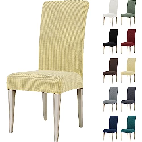 Ystyle Stretch Stuhlhussen 2er Set, Stuhlbezug Elastisch Abnehmbarer Waschbarer, Universal Hussen Für Stühle, Stuhlbezüge Chair Cover Für Hotel Bankett Küche Restaurant Hochzeit Party, Beige von Ystyle