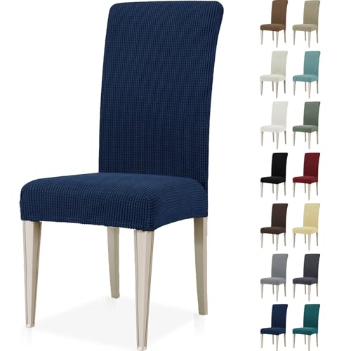 Ystyle Stretch Stuhlhussen 2er Set, Stuhlbezug Elastisch Abnehmbarer Waschbarer, Universal Hussen Für Stühle, Stuhlbezüge Chair Cover Für Hotel Bankett Küche Restaurant Hochzeit Party, Blau von Ystyle