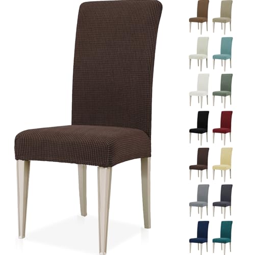 Ystyle Stretch Stuhlhussen 6er Set, Stuhlbezug Elastisch Abnehmbarer Waschbarer, Universal Hussen Für Stühle, Stuhlbezüge Chair Cover Für Hotel Bankett Küche Restaurant Hochzeit Party, Kaffee von Ystyle