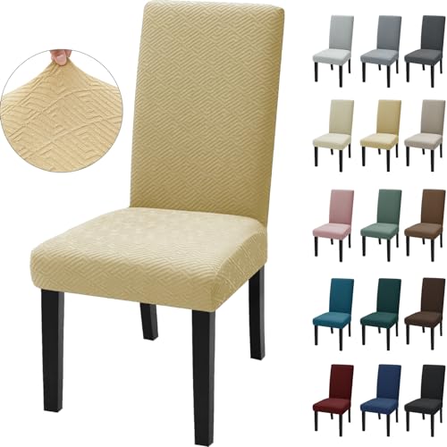 Ystyle Stuhlhussen 2er Set, Stretch Stuhlbezug, Universale Elastische Stuhlbezüge, Hussen Für Stühle, Chair Covers, Komfort-Stuhl Überzug, Geeignet Für Wohnzimmer, Esszimmer, Beige von Ystyle