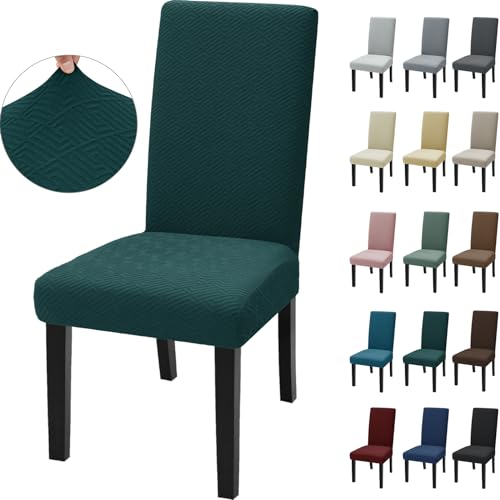 Ystyle Stuhlhussen 2er Set, Stretch Stuhlbezug, Universale Elastische Stuhlbezüge, Hussen Für Stühle, Chair Covers, Komfort-Stuhl Überzug, Geeignet Für Wohnzimmer, Esszimmer, Dunkelgrün von Ystyle