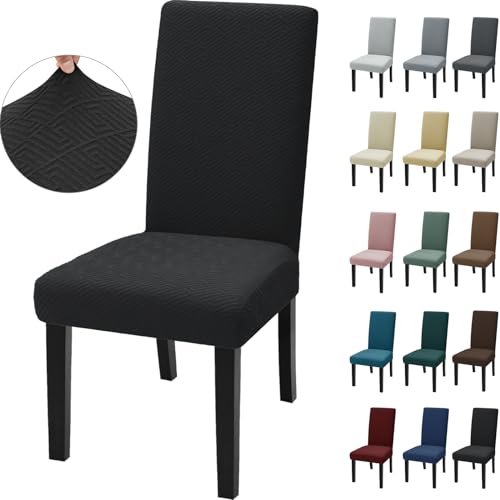 Ystyle Stuhlhussen 2er Set, Stretch Stuhlbezug, Universale Elastische Stuhlbezüge, Hussen Für Stühle, Chair Covers, Komfort-Stuhl Überzug, Geeignet Für Wohnzimmer, Esszimmer, Schwarz von Ystyle