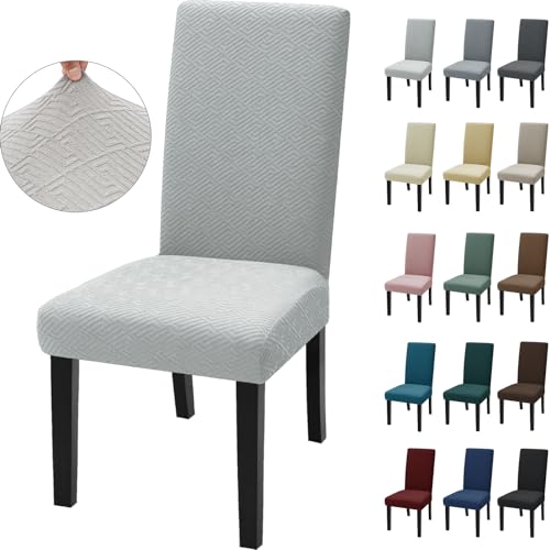 Ystyle Stuhlhussen 2er Set, Stretch Stuhlbezug, Universale Elastische Stuhlbezüge, Hussen Für Stühle, Chair Covers, Komfort-Stuhl Überzug, Geeignet Für Wohnzimmer, Esszimmer, Silber-Grau von Ystyle