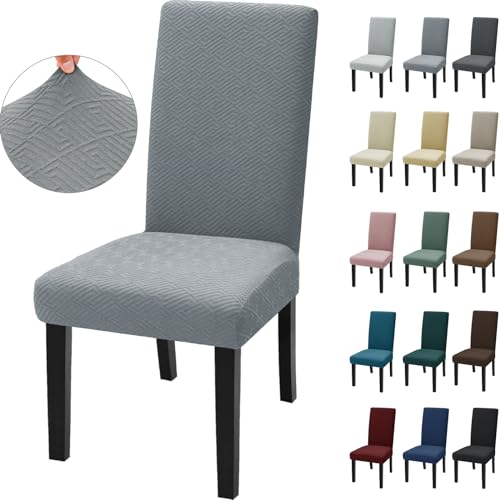 Ystyle Stuhlhussen 6er Set, Stretch Stuhlbezug, Universale Elastische Stuhlbezüge, Hussen Für Stühle, Chair Covers, Komfort-Stuhl Überzug, Geeignet Für Wohnzimmer, Esszimmer, Hellgrau von Ystyle