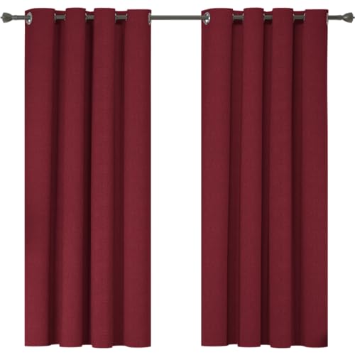 Ystyle Thermovorhang Kälteschutz 2er Set, Gardinen Blickdicht 100%, Wärmeschutzvorhang 140×180cm, Thermovorhang Gegen Kälte Und Hitze, Blackout Curtain, Vorhang Verdunkelungsvorhang, Weinrot von Ystyle