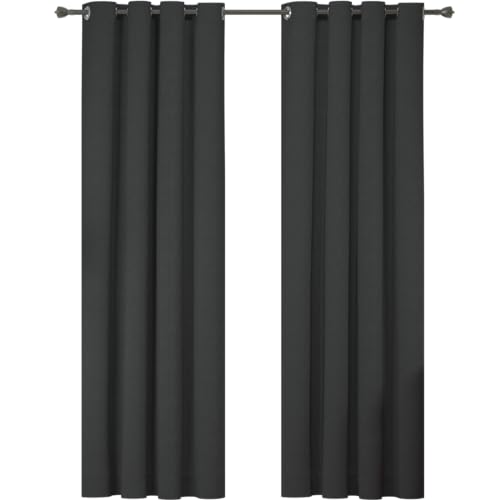 Ystyle Thermovorhang Kälteschutz 2er Set, Gardinen Blickdicht 100%, Wärmeschutzvorhang 140×280cm, Thermovorhang Gegen Kälte Und Hitze, Blackout Curtain, Vorhang Verdunkelungsvorhang, Schwarz von Ystyle