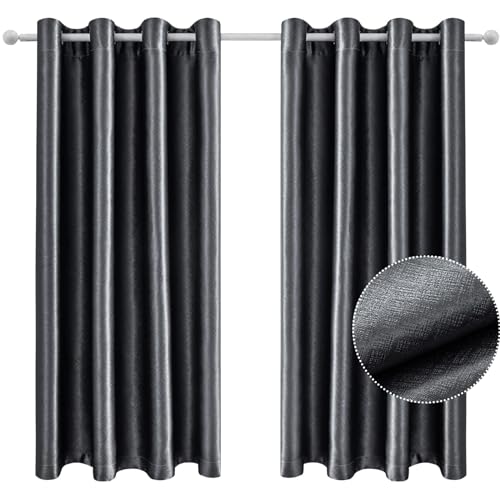 Ystyle Vorhänge Wohnzimmer 2er Set, Thermovorhang Kälteschutz, Gardinen Blickdicht, Vorhang Verdunklungsvorhänge, Gardinen Mit Ösen, Schallschutz Vorhang, 140x240 cm, Dunkelgrau von Ystyle