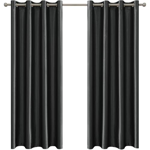 Ystyle Vorhänge Wohnzimmer 2er Set, Thermovorhang Kälteschutz, Gardinen Blickdicht, Vorhang Verdunklungsvorhänge, Gardinen Mit Ösen, Schallschutz Vorhang, 140x260 cm, Dunkelgrau von Ystyle