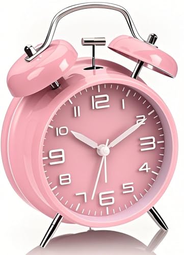 YsyYey Rosa Wecker, Twin Bell Wecker, Extra Laut für Schwerschläfer, Kein Ticken, Batteriebetrieben mit Nachtlicht, Vintage Metall Nachttischuhr für Mädchen, Jugendliche und Frauen YsyYey Rosa Wecker, Twin Bell Wecker, Extra Laut für Schwerschläfer, Kein Ticken, Batteriebetrieben mit Nachtlicht, Vintage Metall Nachttischuhr für Mädchen, Jugendliche und Frauen von YsyYey