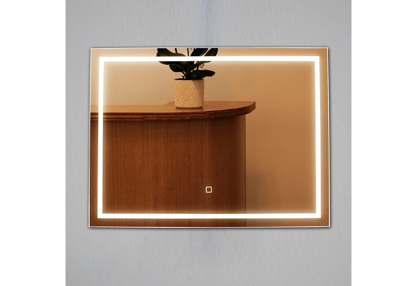 Yu Yang Badspiegel Palla, LED Spiegel mit Beleuchtung, Touch Funktion, Alu Rahmen, IP44, Kaltweiß, 6000K von Yu Yang