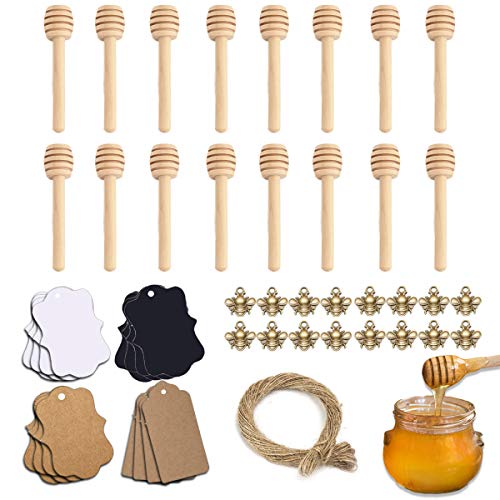 16 Stück Holz Honig Schöpflöffel Sticks, Mini Honigwabenstäbchen, Honigstäbchen, Buchenholz Stäbchen für Honigglas Topf Spender Spender Drizzle Honey DIY Kunst Schmuck Herstellung Zubehör von YuChiSX