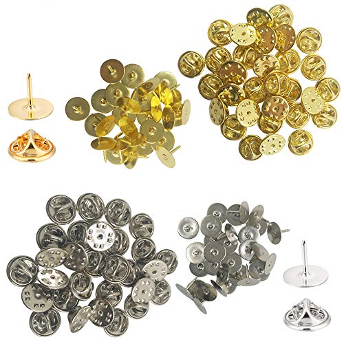 YuCool 60 St眉ck Schmetterlings-Kupplung mit blanko Stecknadeln, Stecknadeln, f眉r Bastelarbeiten und Schmuckherstellung, Silber-Gold von YuCool