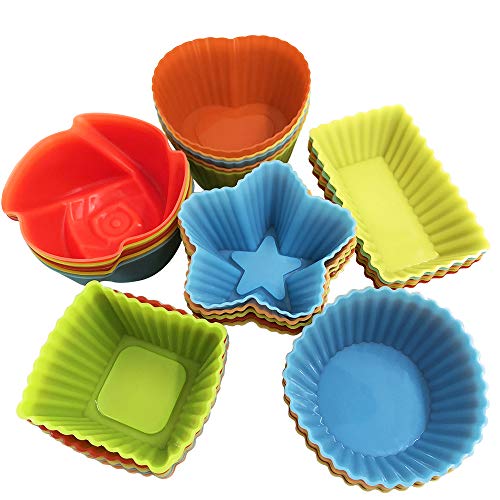 YuCool silikon muffinförmchen, muffin backform silikonformen backen,Wiederverwendbare Silikonformen, BPA frei Backförmchen Cupcake & Muffinförmchen für Kuchen (5 Farben) von YuCool