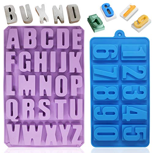 YuCool Silikonform Buchstaben,A-Z Alphabet, 26 Buchstaben, Silikon-Schokoladenformen Eiswürfelschalen SüßIgkeit Silikonform Seifenform Backform von YuCool