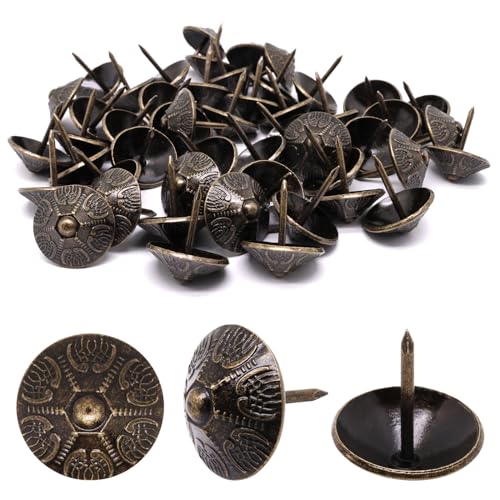 YuGtcen 50 Stück Polsternägel, dekorative Nägel, Daumennägel, spezielle runde Metall-Polsternägel für Holz, Polsternadeln, Retro-Möbelnägel (20 x 23 mm, Dunkelbronze) von YuGtcen