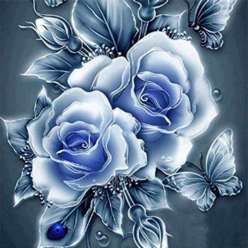 Diamond Painting Blaue Rose 5D Diamant Malerei Kit Diy Kristall Strass Diamant Stickerei Malerei Bild Kunst Handwerk Home Wanddekoration Malerei 40 * 50Cm von YuLiJP