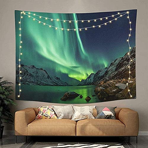 Wandteppiche Wandbehang Wandteppich Nordlichter Große Nordlichter Tapisserie Bettwäsche Bettlaken Hippie Tapisserie Wandbehang Stranddecke Raumdekoration Raum Tagesdecke 150*200Cm von YuLiZG