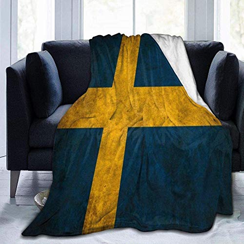 YuLiZP Decke Wohn Kuscheldecken Decke Schweden Flagge Vintage Europa Flanell Decke Bett Wirft Decken Für Sofas Weiche Flauschige Dicke Decke Reversible Mikrofaser Werfen 80X60 Inches von YuLiZP