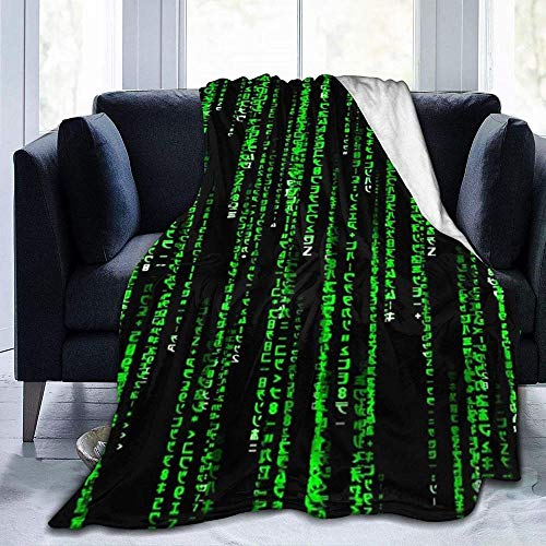 YuLiZP Decke Wohn Kuscheldecken Grüne Matrix Fleecedecke Weiches Und Flauschiges Schlafsofa Plüschdecke Stuhl/Bett Mit Mikrofaser-Flanelldecke Leicht Warm Bequem Und Langlebig-80X60 Inch von YuLiZP