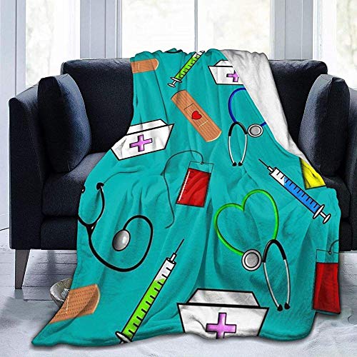 YuLiZP Decke Wohn Kuscheldecken Krankenhaus Krankenschwester Thema Royal Flanell Decke Bett Wirft Decken Für Sofas Weiche Flauschige Dicke Decke Reversible Mikrofaser Werfen 80X60 Inches von YuLiZP