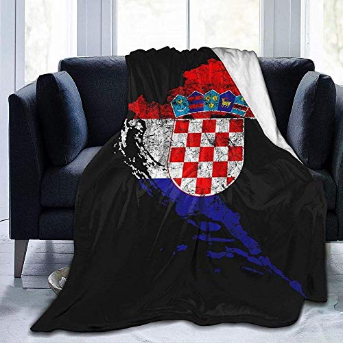 YuLiZP Decke Wohn Kuscheldecken Kroatien Flagge Und Karte des Kroatischen Stolzes Flanell Fleece Decke Super Soft Warm Gemütliche Decke Sofa Leichte Ganzjahres Für Home Office Travel Couch-80X60 Inch von YuLiZP