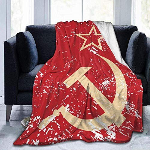 YuLiZP Decke Wohn Kuscheldecken Sowjetische Union Flagge Personalisiert Flanell Decke Bett Wirft Decken Für Sofas Weiche Flauschige Dicke Decke Reversible Mikrofaser Werfen 80X60 Inches von YuLiZP