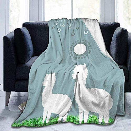 YuLiZP Decke Wohn Kuscheldecken Zwei Weiße Lama Flauschige Decke Ganzjährig Leicht Und Weich Bequeme Wohnkultur Decke Bett Sofa Stuhl Geeignet Für Erwachsene Und Kinder-80X60 Inch von YuLiZP