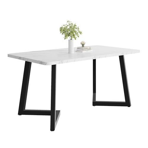 YuQozii 117x68cm Esstisch,(1-St), Gestell aus Metall Rechteckiger Esstisch aus Moderner Marmormuster Küchentisch mit Metallbeinen für Esszimmer Wohnzimmer (Schwarz/Weiß) von YuQozii