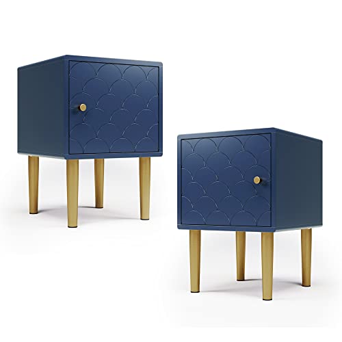 YuQozii 2er Set Nachttisch,Nachtschrank Beistelltisch,Marineblau, Sofatisch passend zu jedem Bett & Schlafzimmer - H50/B35/T35 cm YuQozii 2er Set Nachttisch,Nachtschrank Beistelltisch,Marineblau, Sofatisch passend zu jedem Bett & Schlafzimmer - H50/B35/T35 cm von YuQozii