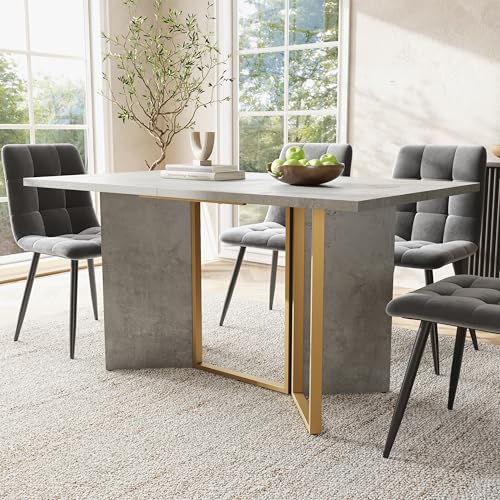 YuQozii 70 * 119 cm Esstisch (1-St), moderner Esstisch in Zementfarbe, stilvolle Metallbeindekoration, Schlichtes Design, geeignet für Esszimmer und Wohnzimmer, langlebig und verschleißfest, leicht von YuQozii