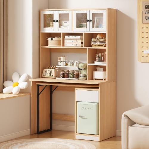 YuQozii Computertisch,Regal-Schreibtisch,Schrankschreibtisch Arbeitstisch, Schrankschreibtisch,Weiß Natur 180cm von YuQozii
