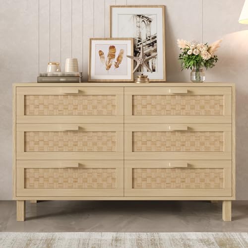 YuQozii Elegantes Sideboard und Kommode aus Naturholz mit sechs Schubladen, Schlafzimmerschrank mit viel Stauraum, Schubladen in Rattanoptik. YuQozii Elegantes Sideboard und Kommode aus Naturholz mit sechs Schubladen, Schlafzimmerschrank mit viel Stauraum, Schubladen in Rattanoptik. von YuQozii