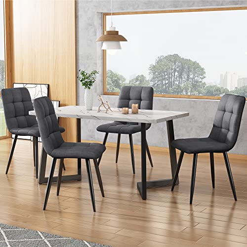 YuQozii Esszimmerstuhl (4 St), Dunkelgrau,4er-Set Polsterstuhl Design Stuhl mit Rückenlehne,Sitzfläche aus Leinen Gestell aus Metall von YuQozii
