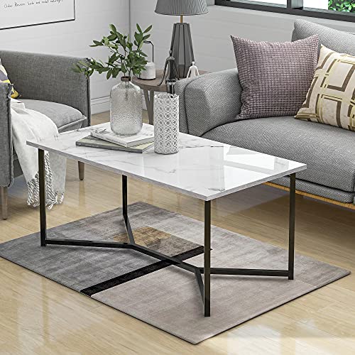 YuQozii Mid Century Modern Holz Rechteck Couchtisch Wohnzimmer, Weiß von YuQozii