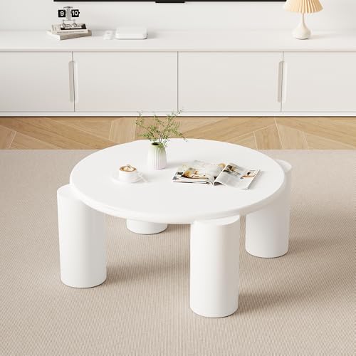 YuQozii White Cloud Couchtisch, mit 4 stabilen Stützbeinen, Kleiner weißer Couchtisch, runde Kante, passt gut in Wohnzimmer, Schlafzimmer, Balkon, Terrasse YuQozii White Cloud Couchtisch, mit 4 stabilen Stützbeinen, Kleiner weißer Couchtisch, runde Kante, passt gut in Wohnzimmer, Schlafzimmer, Balkon, Terrasse von YuQozii