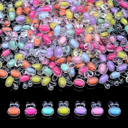 Süßigkeiten-Perlen für Schmuckherstellung, Freundschaftsarmbänder, Bastelbedarf, Charm-Perlen (kleines Kaninchen), 200 Stück von YuSheng