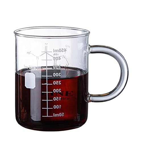 Yushu - Koffeinbecher, graduierter Becher, Tasse mit Griff, Borosilikatglas-Tasse, Chemie coole Tassen, Tassen Geschenke für Kinder, einfaches und sicheres Aufwärmen von Yushu