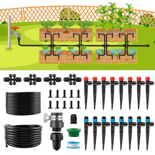 YuYo Bewässerungssystem Garten,16M+5M DIY Micro Drip Bewässerung Kit Automatische Garten Bewässerung Tröpfchenbewässerung Misting Kühlsystem für Landschaft Gewächshaus Topfpflanzen von YuYo