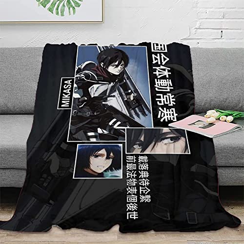 Attack On Titan Mikasa Anime 3D-Digitaldruck Flanell Ultraweiche Micro-Fleece-Decke Pflegeleicht von YuZong