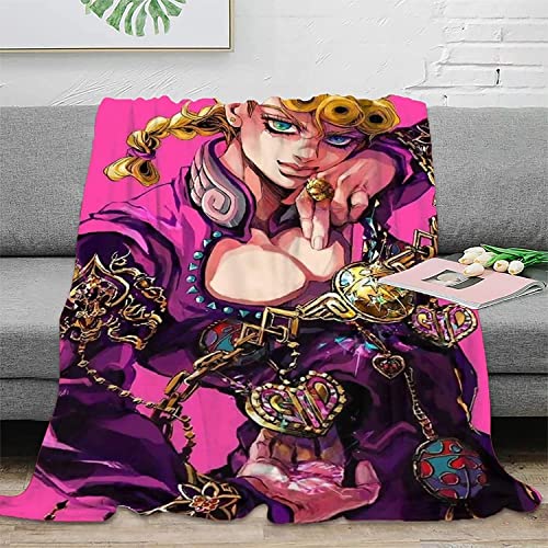 JoJo's Bizarre Adventure Giorno Giovanna Anime 3D-Digitaldruck Flanell Ultraweiche Micro-Fleece-Decke Pflegeleicht von YuZong