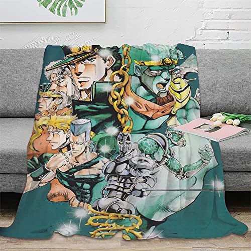 JoJo's Bizarre Adventure Kujo Jotaro/Jean Pierre Polnareff Anime 3D-Digitaldruck Flanell Ultraweiche Micro-Fleece-Decke Pflegeleicht von YuZong