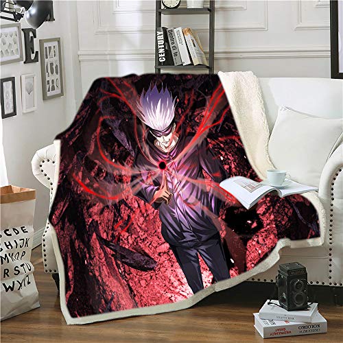 Jujutsu Kaisen Gojo Satoru Anime Flanell 3D Digital gedruckte Decke Bettwäsche Fit Office Home von YuZong